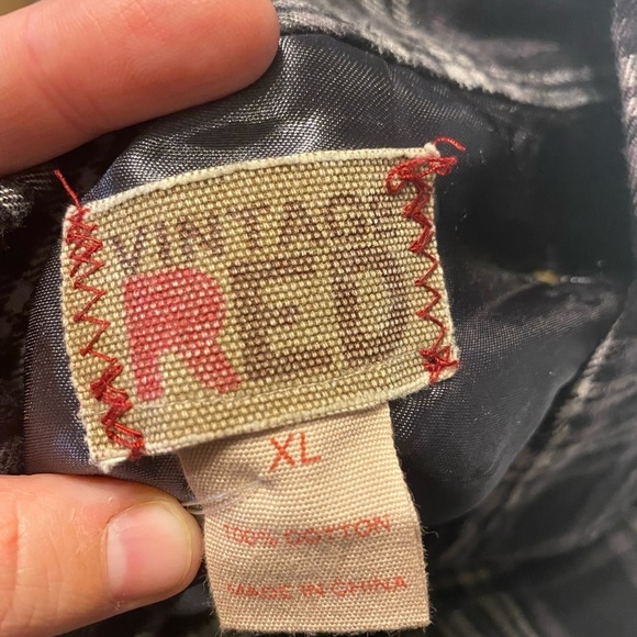 Vintage Red Long Sleeve Studded Bohemian Biker Lagenlook Flannel XL B2 - Picture 3 of 3